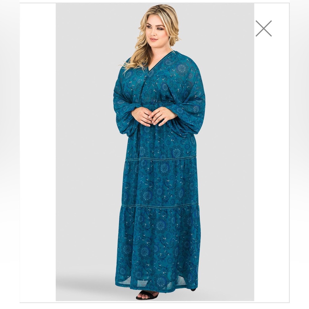 Standards & Practices Teal Paisley Print Dress Size Large